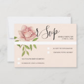 ピンク芸術的の水色バラハンド絵を描 出欠カード (正面)