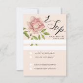 ピンク芸術的の水色バラハンド絵を描 出欠カード (正面)