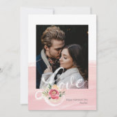 ピンク芸術的の水色ラブフォトカード 招待状 (正面)