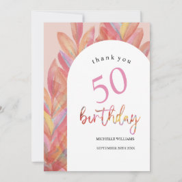 ピンク芸術的の熱帯パーティー水彩 サンキューカード