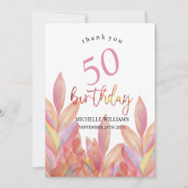 ピンク芸術的の熱帯パーティー水彩 サンキューカード