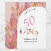 ピンク芸術的の熱帯パーティー水彩 ワインラベル (シングルラベル)