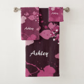 ピンク芸術的の絵を描（ばちゃばちゃ）跳ねる名 バスタオルセット (インサイチュ)