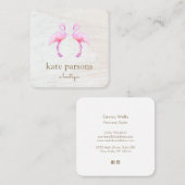 ピンク芸術的ウオーターカラーフラミンゴスクエア スクエア名刺 (正面/裏面)