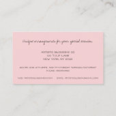 ピンク芸術的チューリップフローリスト 名刺 (裏面)