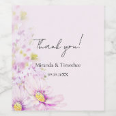 ピンク芸術的デイジーフローラボホガーデン ワインラベル (シングルラベル)