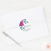 ピンク芸術的パープルバラ水彩手絵を描型 ラウンドシール (封筒)