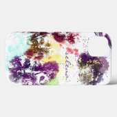 ピンク芸術的パープルフローラ植物学モノグラムの Case-Mate iPhoneケース (裏面 (横))