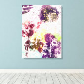 ピンク芸術的パープルフローラ絵画植物園 キャンバスプリント (インサイチュ (ウッドフロア))