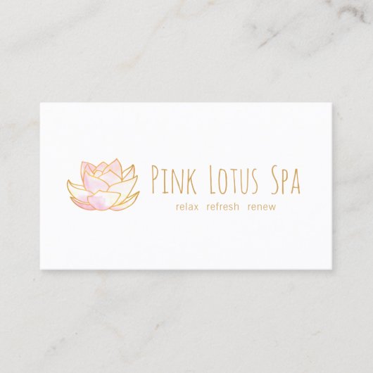 ピンク芸術的フローラ水彩蓮の花 名刺 (正面)