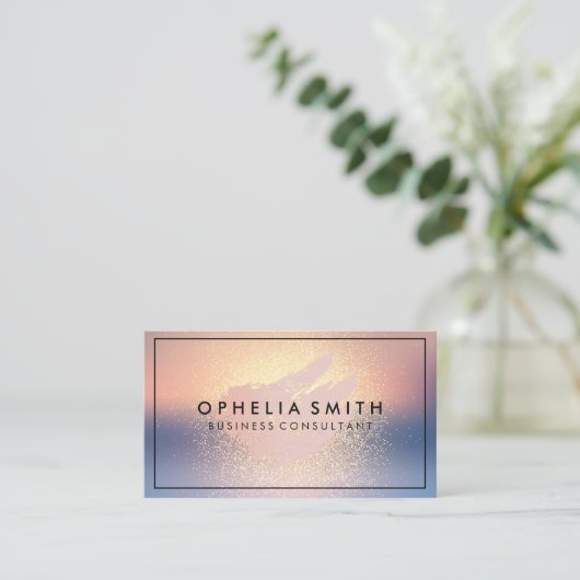 ピンク芸術的ブラシ | グリッターブレンドの背景 名刺 (スタンド正面)