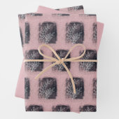 ピンク芸術的ホワイトウィッグ家族クリスマス ラッピングペーパーシート (インサイチュ)