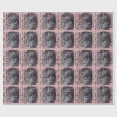 ピンク芸術的ホワイトウィッグ家族クリスマス ラッピングペーパー (フラット)