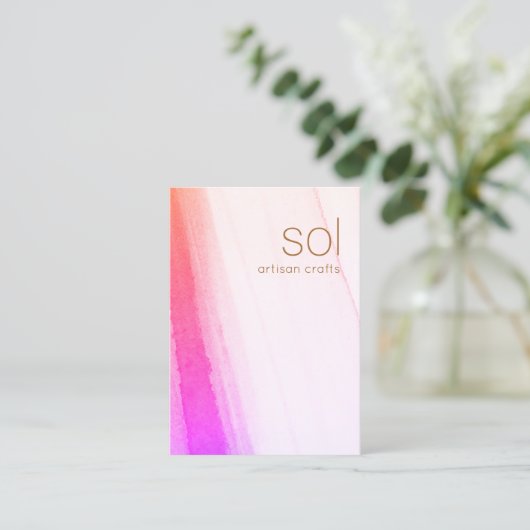 ピンク芸術的マゼンタの水色 名刺 (スタンド正面)