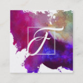 ピンク芸術的抽象芸術ウォーターカラーアート スクエア名刺 (正面)