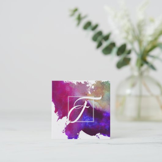 ピンク芸術的抽象芸術ウォーターカラーアート スクエア名刺 (スタンド正面)