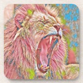 ピンク芸術的色のライオン コースター (正面)