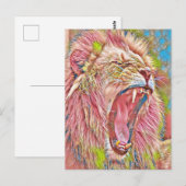ピンク芸術的色のライオン ポストカード (正面/裏面)