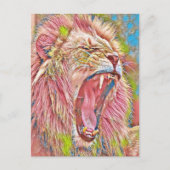 ピンク芸術的色のライオン ポストカード (正面)