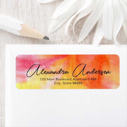 ピンク芸術的赤オレンジ色の黄色のシックなスクリプトラベル ラベル (インサイチュ)