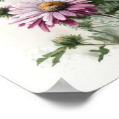 ピンク英語デイジーフラワーアートプリントポスター ポスター (角)