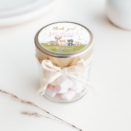 ピンク茶色の水彩森林動物 ラウンドシール