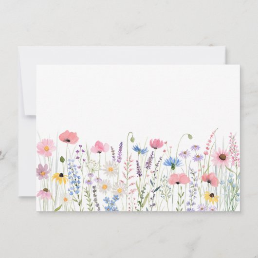 ピンク草原ワイルドフラワーベビーシャワー サンキューカード (裏面)