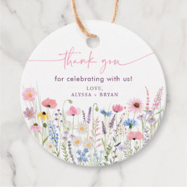 ピンク草原ワイルドフラワーベビーシャワー フェイバータグ