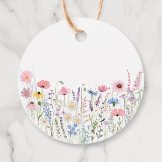 ピンク草原ワイルドフラワーベビーシャワー フェイバータグ (裏面)