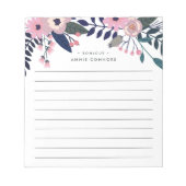 ピンク草原 |フローラパーソナライズされた線 ノートパッド (正面)