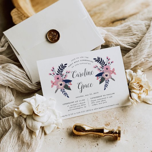 ピンク草原 | フローラ第一聖餐式 招待状