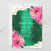 ピンク菊の幾何学的バチェロレッテ 招待状 (正面)