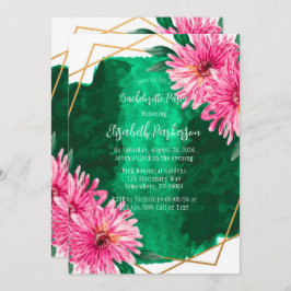 ピンク菊の幾何学的バチェロレッテ 招待状
