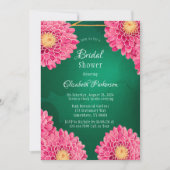 ピンク菊の幾何学的ブライダルシャワー 招待状 (正面)