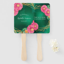 ピンク菊の金ゴールド幾何結婚の ハンドファン