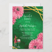ピンク菊ジオメトリブランチ&バブリー 招待状 (正面)