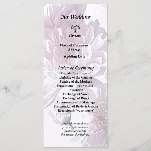 ピンク菊ハート プログラム (正面)