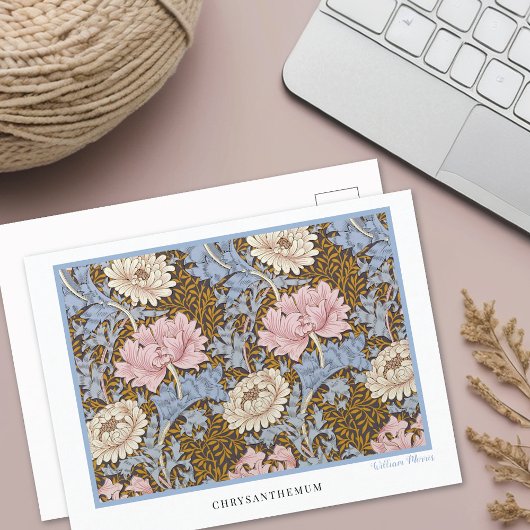 ピンク菊フローラウィリアムモリス ポストカード