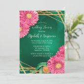 ピンク菊金ゴールド幾何学ウェディングシャワー 招待状 (スタンド正面)