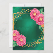 ピンク菊金ゴールド幾何学ウェディングシャワー 招待状 (裏面)