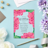 ピンク菊金ゴールド幾何絵を描結婚の アクリル招待状 (インサイチュ (ウェディング))