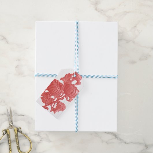 ピンク菊 ギフトタグ (より糸付き)