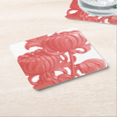 ピンク菊 スクエアペーパーコースター (アングル)