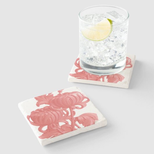 ピンク菊 ストーンコースター (横)