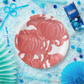 ピンク菊 ペーパープレート (パーティー)