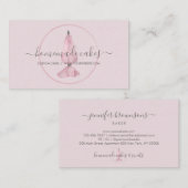 ピンク菓子ペストリーバッグロゴシェフベーカリー 名刺 (正面/裏面)