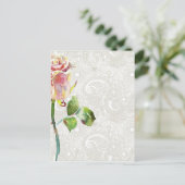 ピンク華美の水彩模様バラ ポストカード (スタンド正面)