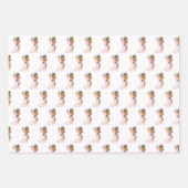 ピンク華美の雪片、ストッキング、ベル ラッピングペーパーシート (正面3)