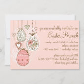 ピンク華美イースターエッグスイースターブランチ招待状 招待状 (正面)