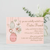 ピンク華美イースターエッグスイースターブランチ招待状 招待状 (スタンド正面)